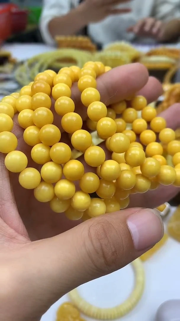 裸石蜜蜡未镶嵌手串多样性发其一