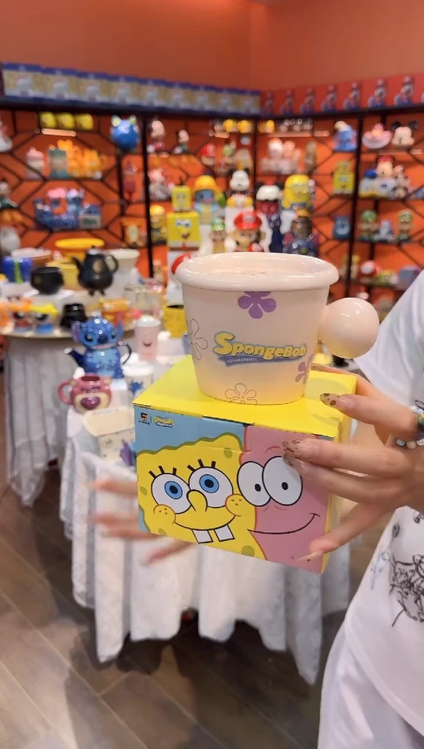 瓷片@@派大星陶瓷早餐杯带盖碟