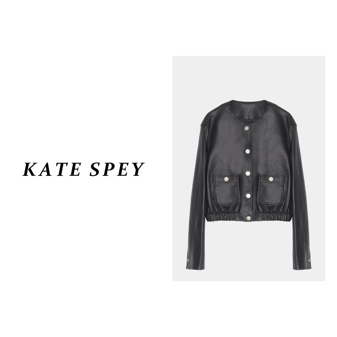 凯特丝蓓1359#新款短款简约洋气大方休闲立领机车皮衣夹克外套女