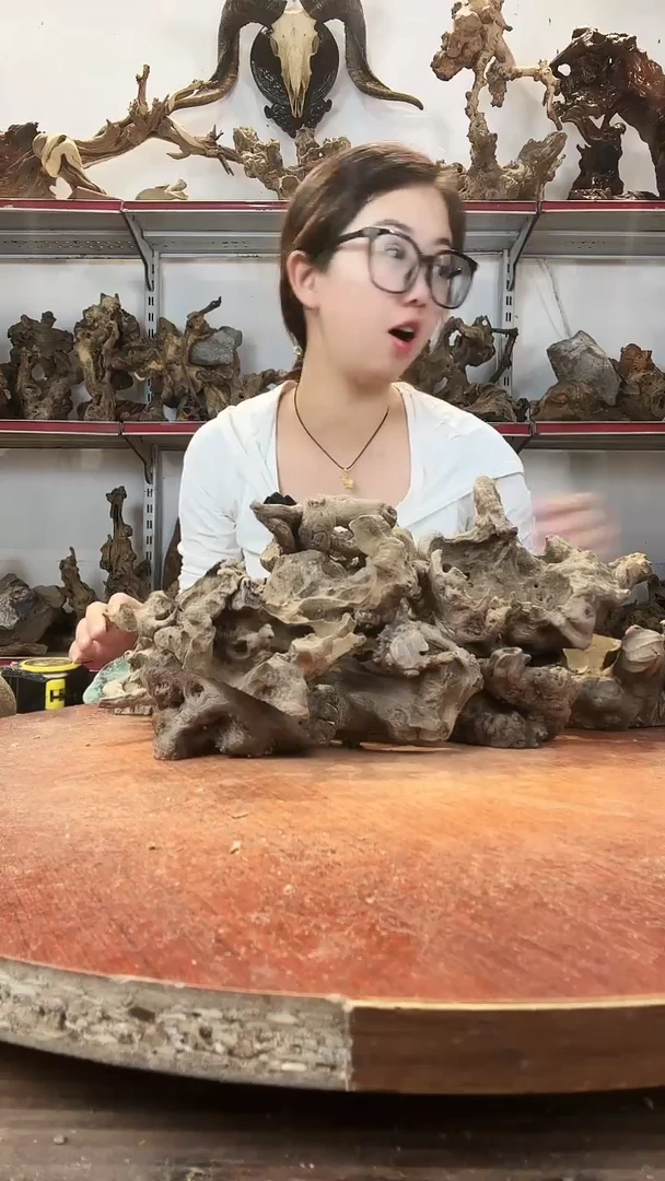 木站*！黄荆随型风化镂空底座摆件无漆无蜡