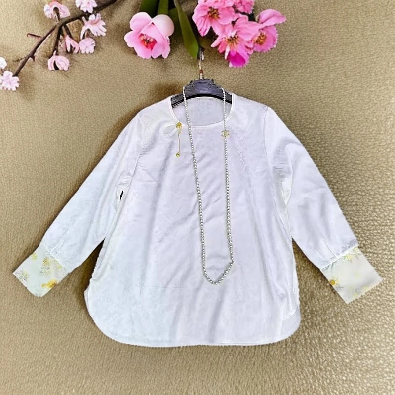 新中式时尚百搭长袖宽松洋气水滴初春~~黑白拼接金鱼袖打底衫~~