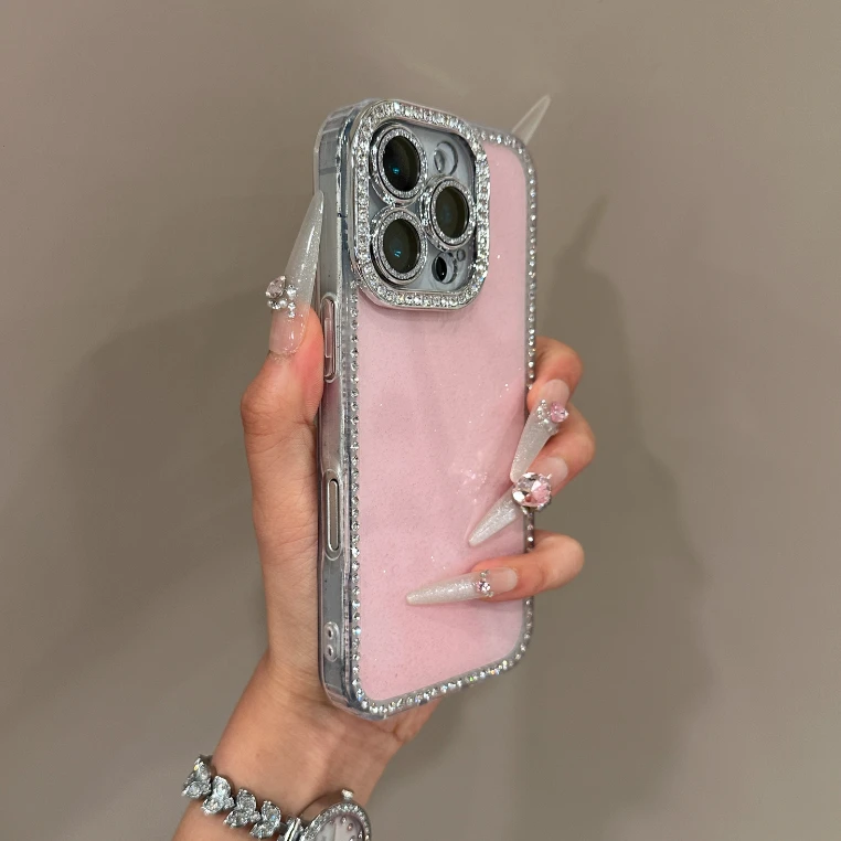 高颜值纯色闪粉适用苹果16promax手机壳简约iPhone15清新14个性13