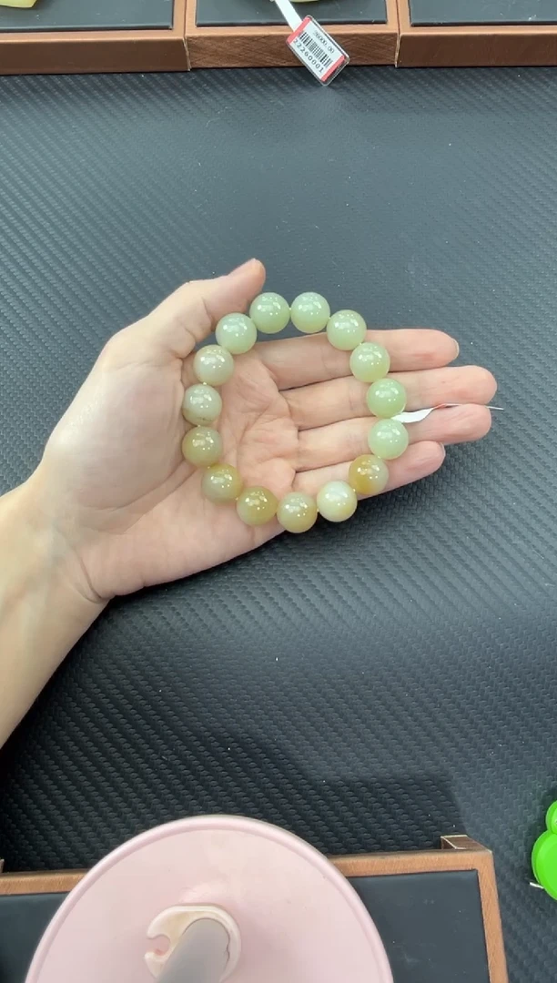 【闪购商品】和田玉手串未镶嵌且末微色差迪克兰卡14手串L