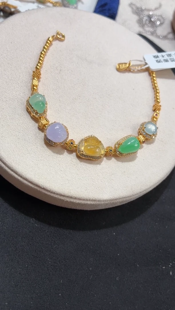 吊坠(不含链)银S925镶嵌翡翠手链