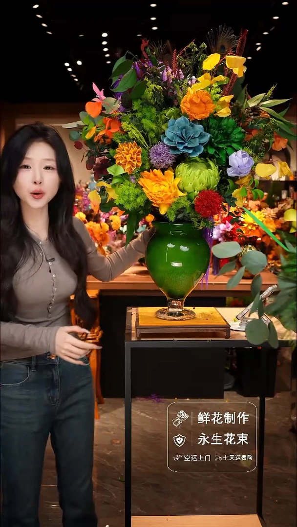 手工艺品琉璃手工花器花束空运包邮送货上门-以图片为准