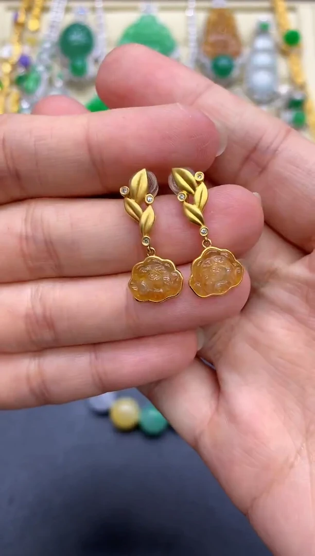 18K金镶嵌翡翠耳饰60-中国好珍宝