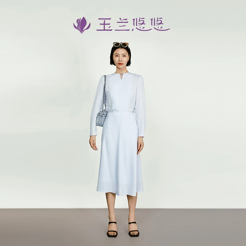 玉兰悠悠2025新款夏“职场女神”桑蚕丝鬼绉高智感套装裙子长款显瘦