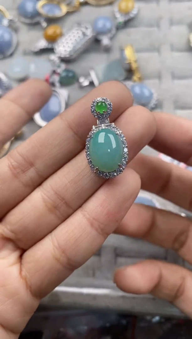 银S925镶嵌戒指翡翠555----9