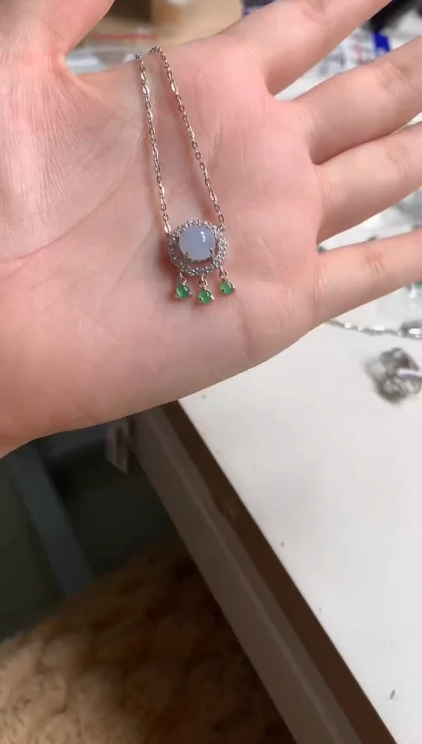 银S925镶嵌戒指翡翠项链3