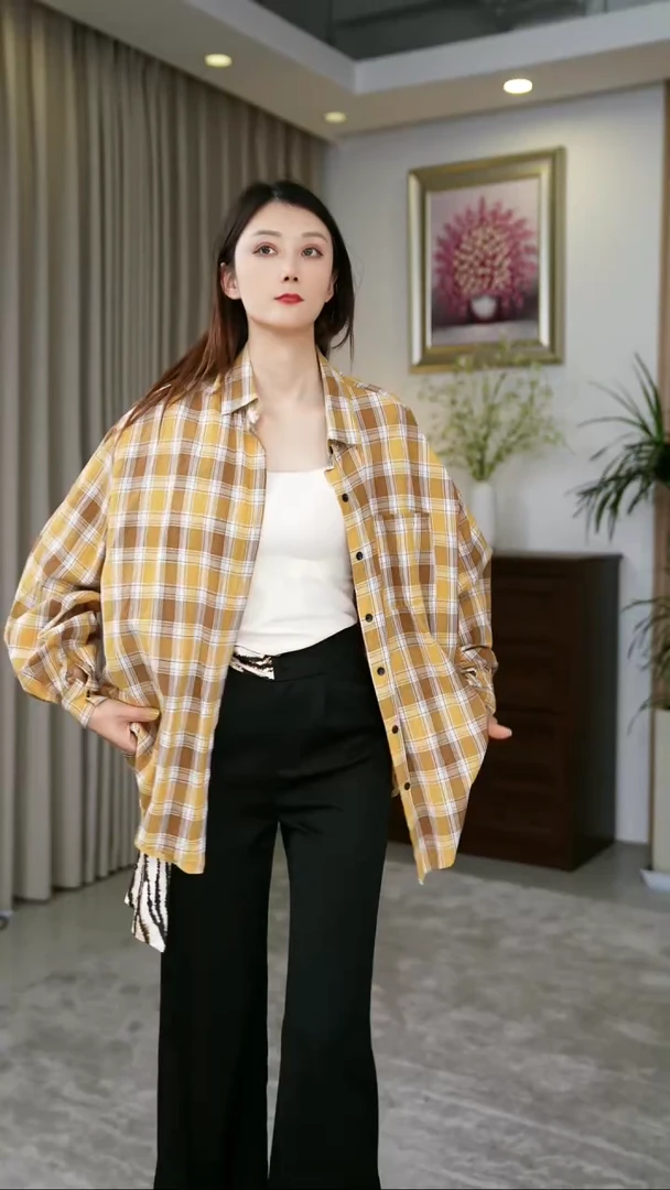 森比   棉格子衬衫