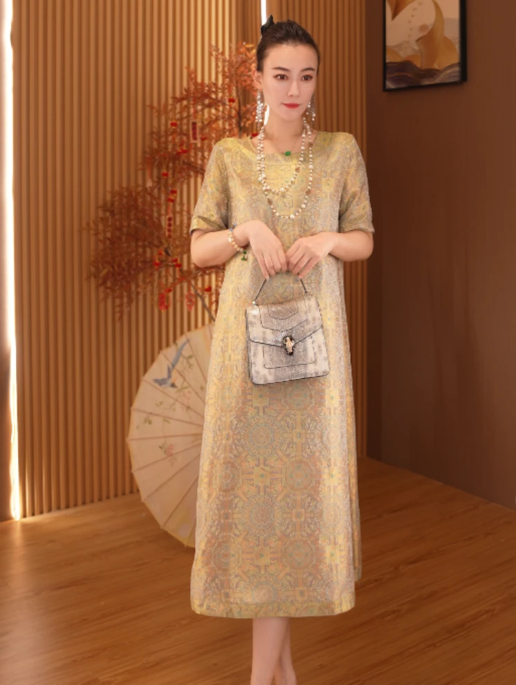 彩金八宝|新中式改良款双面穿女装中长款新中式服装2025B654夏秋