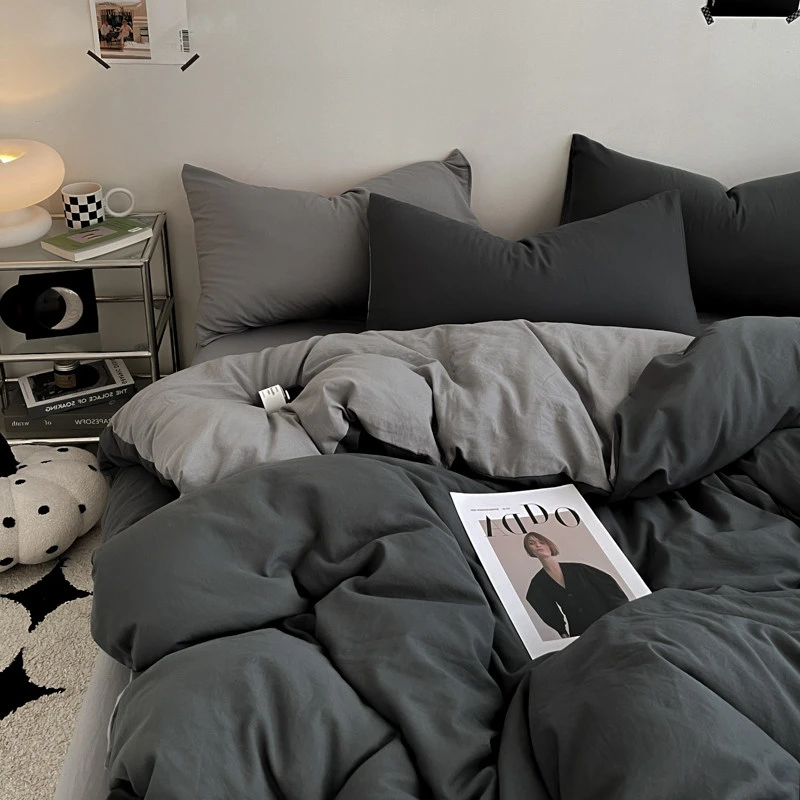 耐脏四件套床单被套被罩简约纯色学生宿舍三件套春夏款速干替换装