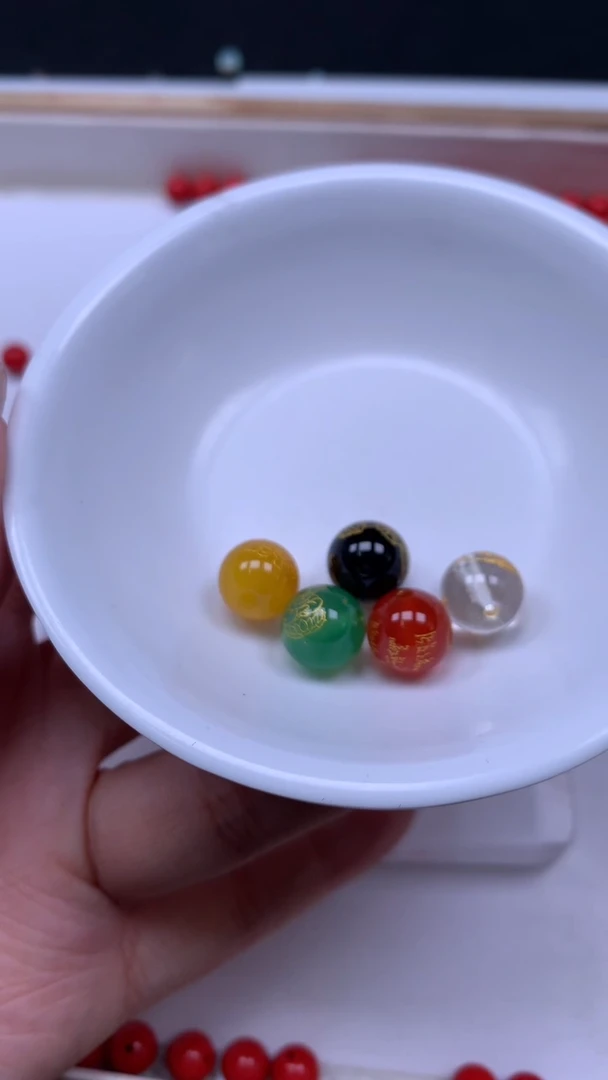 未镶嵌散珠玛瑙/玉髓A949 五路财神10mm一套（5个）8元