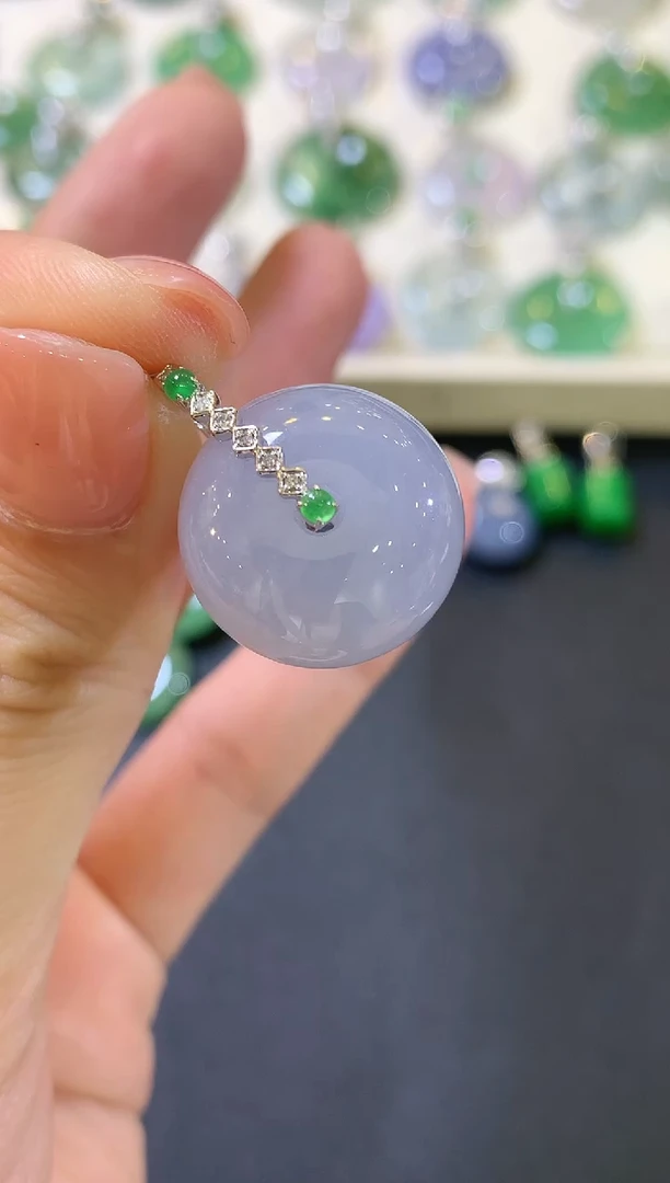 吊坠(不含链)18K金镶嵌翡翠a10多样性一件发  紫货有色差