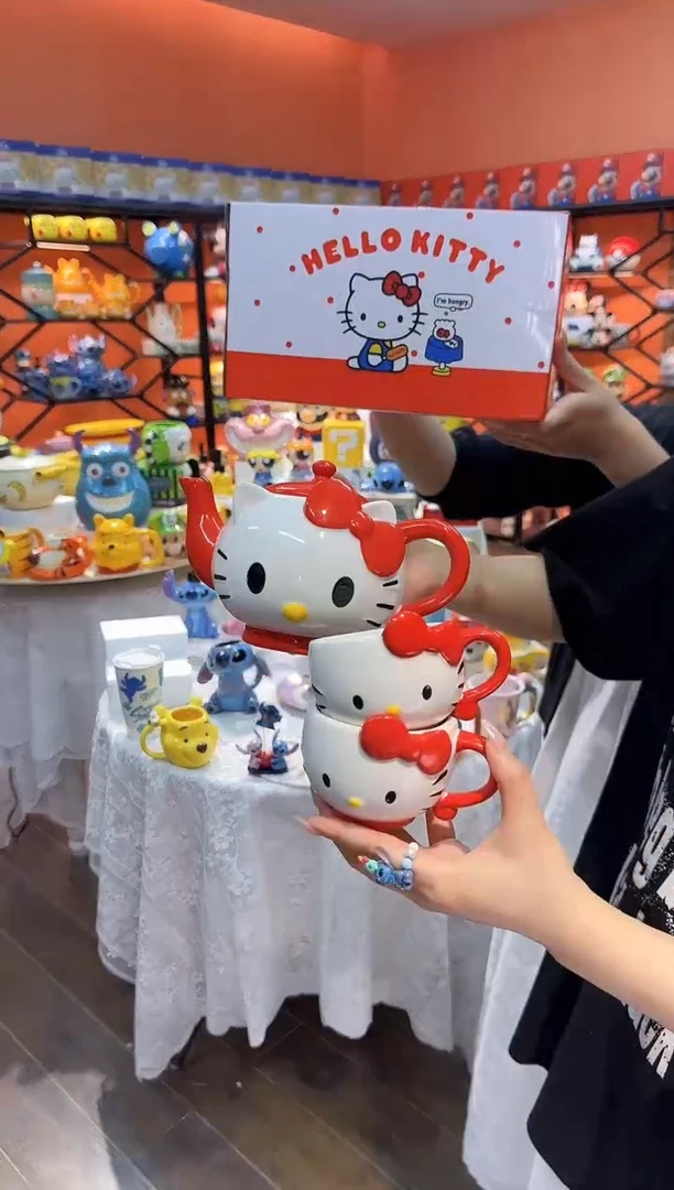 瓷片@@凯特猫一壶二杯（陶瓷）