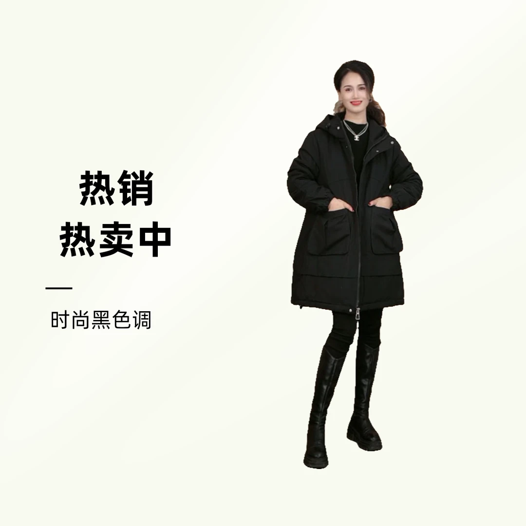 【加绒加厚】新款冬季加绒加厚大码派克服外套韩版休闲宽松连帽女