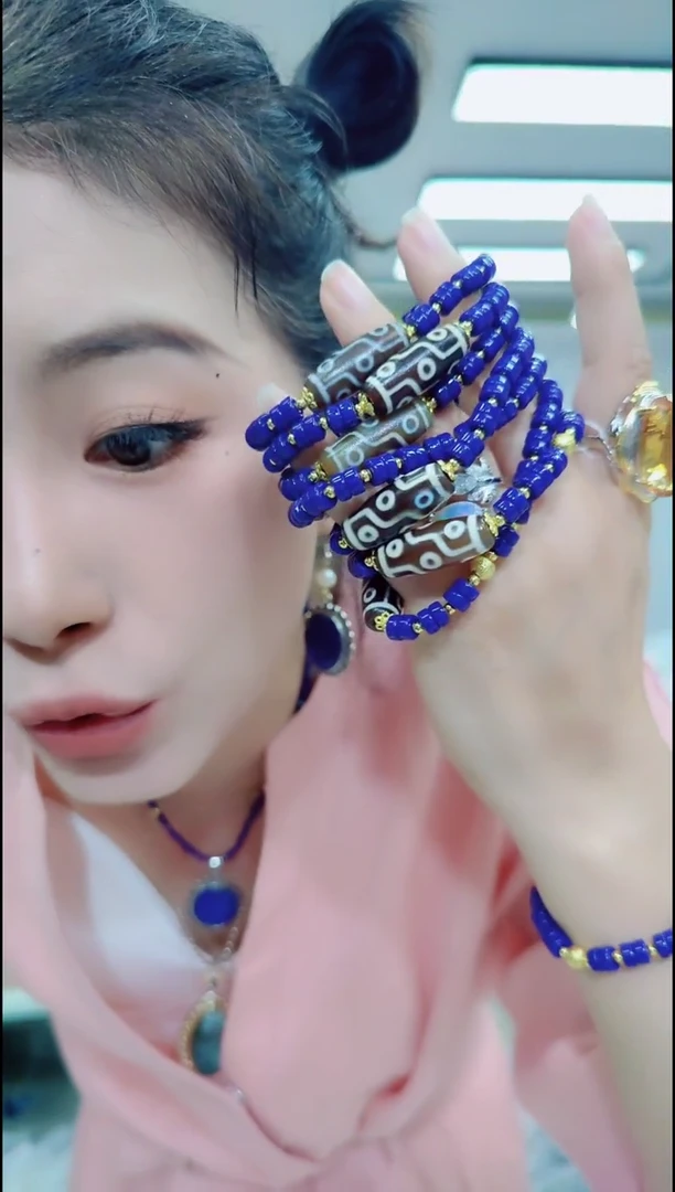 青金石合金颈饰2906青金老珠手串