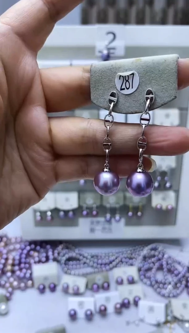 银S925镶嵌耳饰淡水珍珠287