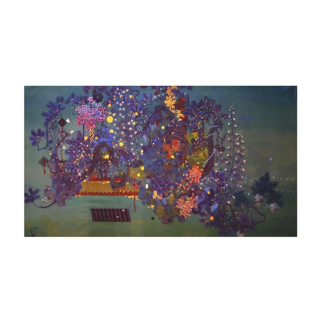 蹬红走绿 | 段康辉 当代艺术家山水意趣绢本国画绘画原作收藏作品