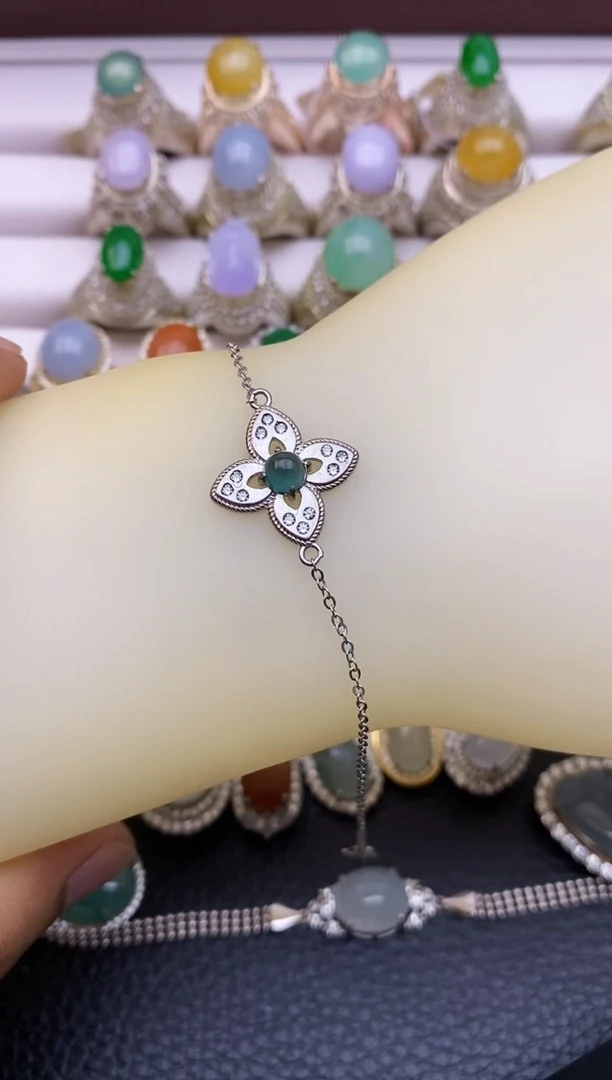 银S925镶嵌手链翡翠5688