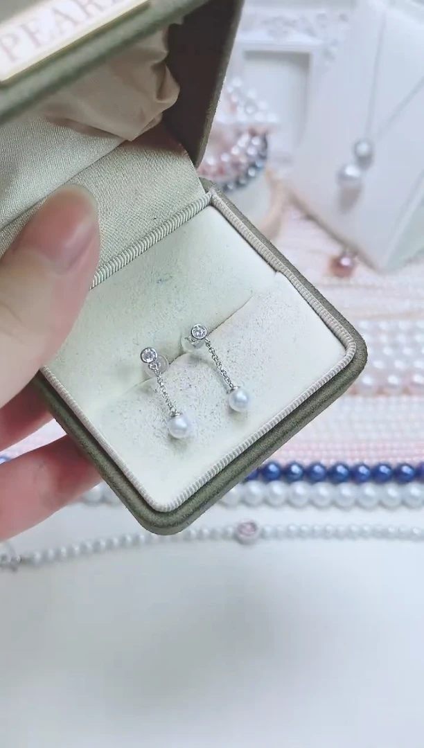 银S925镶嵌耳饰淡水珍珠多样性发一004613