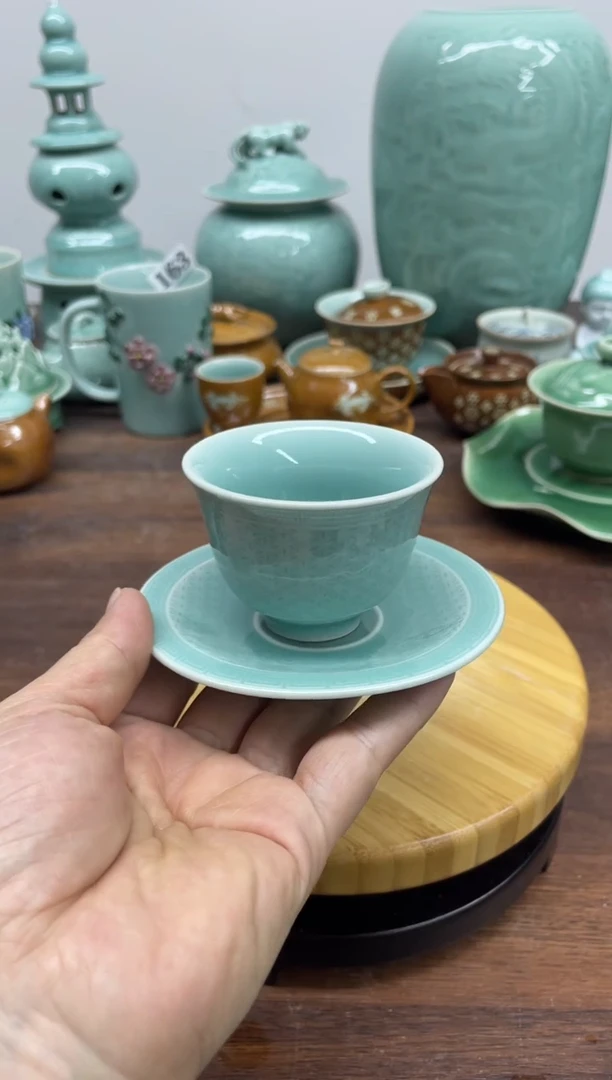 特价青瓷 慧语瓷坊 一杯一垫