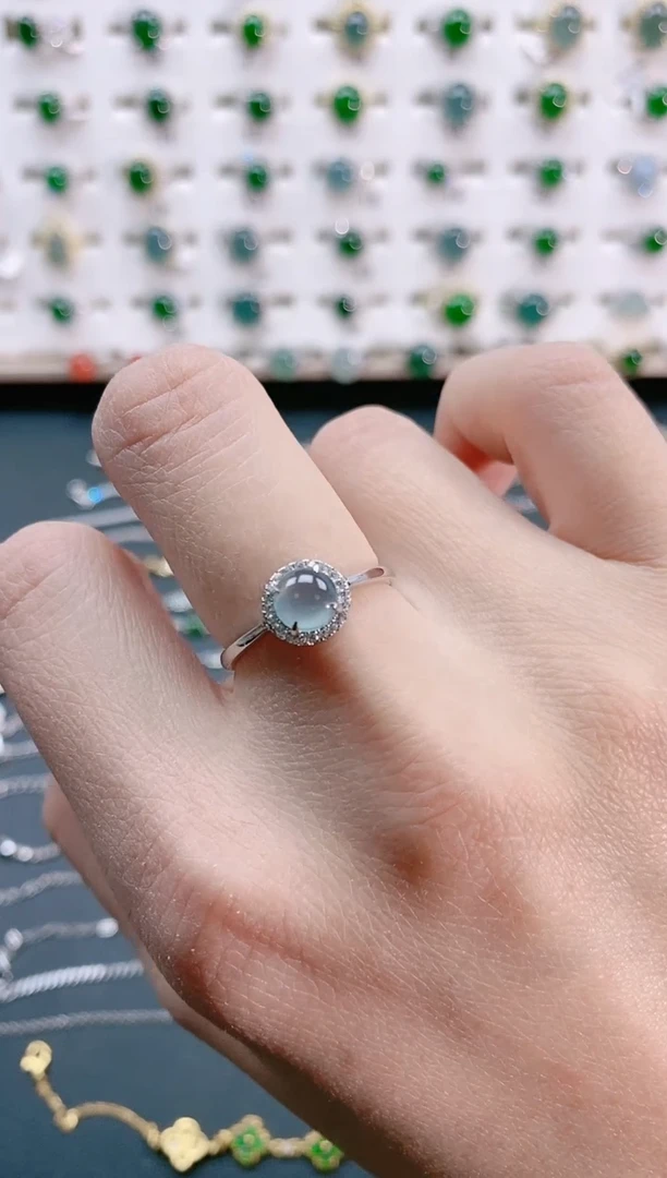 【闪购商品】翡翠戒指银S925镶嵌天然翡翠