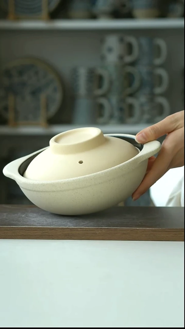 陶可明火陶土带盖砂锅20.5/500ml@4-2@微瑕