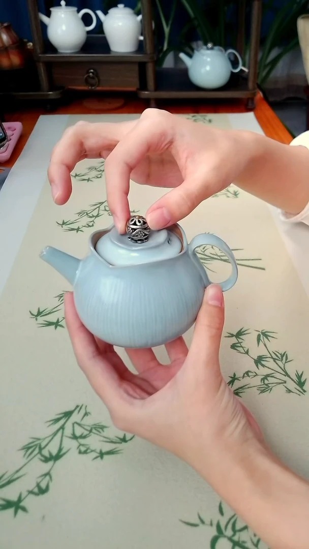 全陶 汝窑 精品 莲花口 陶壶