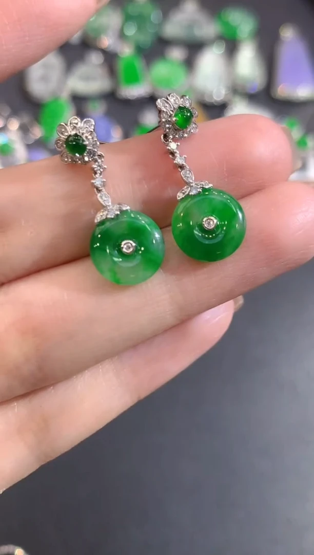 颈饰18K金镶嵌翡翠58-耳饰