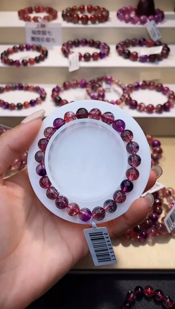 未镶嵌手链水晶黑加仑超七8m+