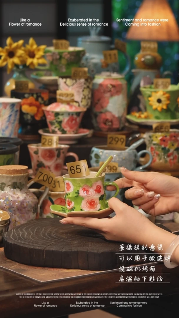 陶瓷景德镇高温釉下彩手工手绘款式