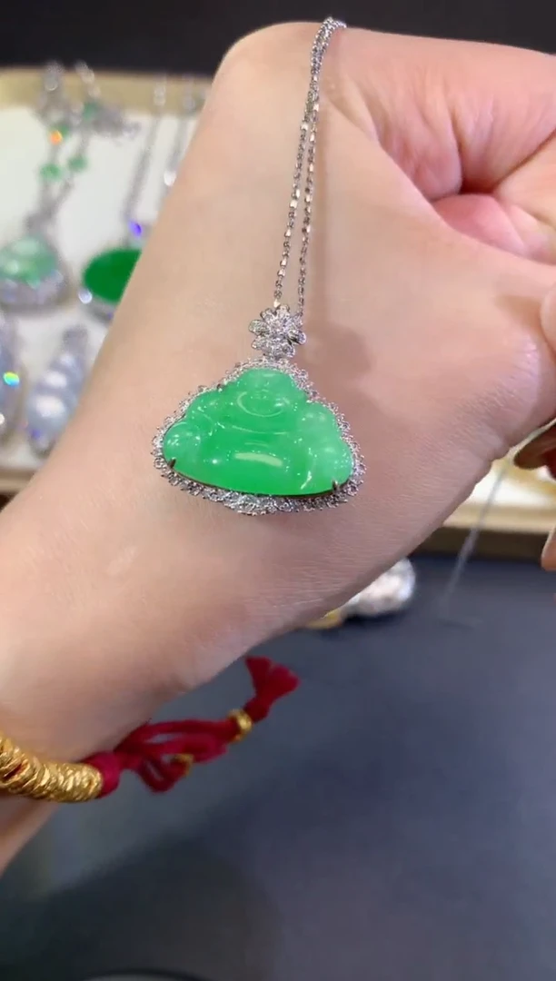 吊坠(不含链)18K金镶嵌翡翠36-佛公（不含链扣