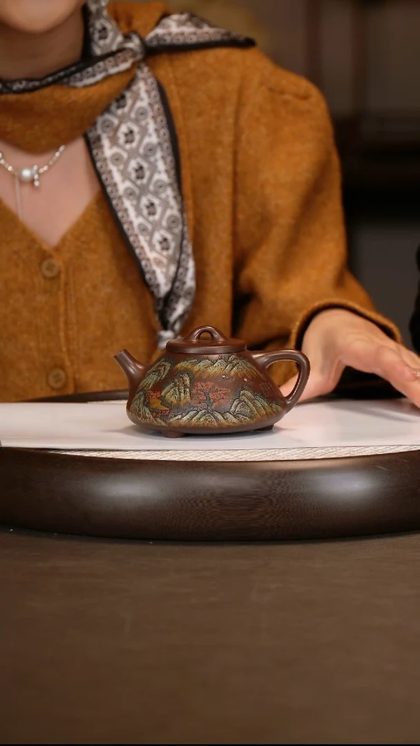 【江伯泽】子冶石瓢 窖藏紫泥 260c+狮王盆+小狮子