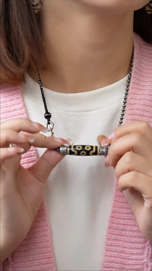 【闪购商品】玛瑙/玉髓颈饰银S925镀金镶嵌LZ-00851银镶七眼项链