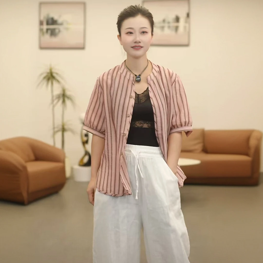 【小妹轻奢女装】夏百搭气质轻薄舒适显瘦落肩袖衬衫女款衬衣XM2522