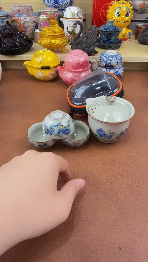 陶瓷茶具摆件旅行套组