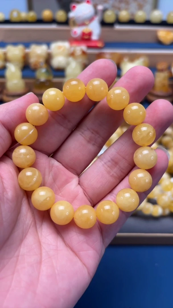 手串蜜蜡未镶嵌p56国矿俄料妖花 微瑕手串 15.19克 11+mm
