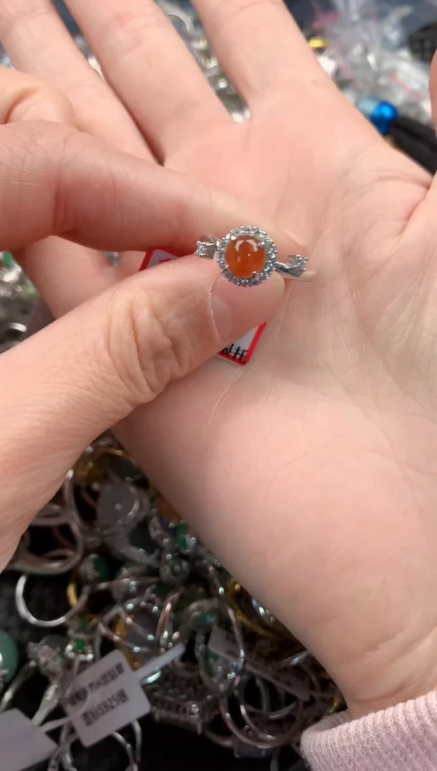 银S925镶嵌戒指翡翠666   10