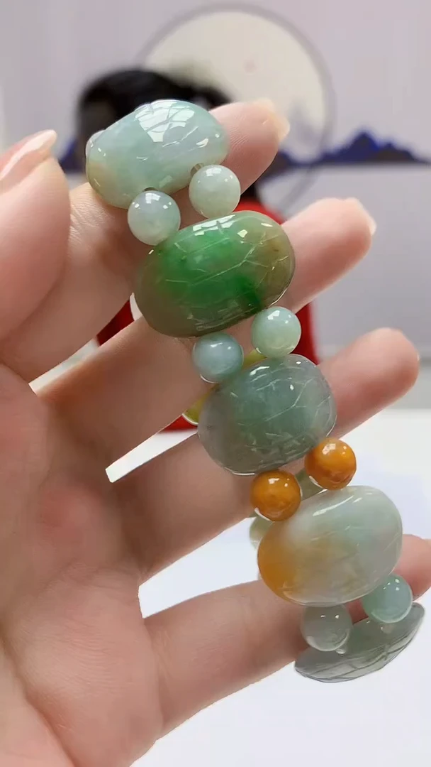 【闪购商品】定制翡翠未镶嵌4902ms-毛货248手串