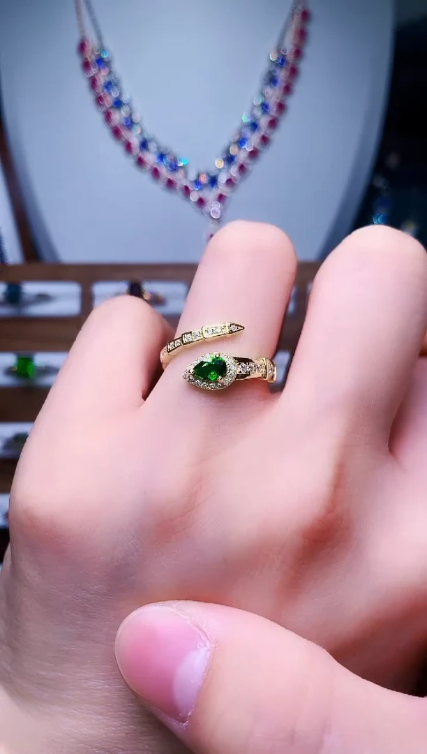 【闪购商品】透辉石戒指银S925镶嵌95-10