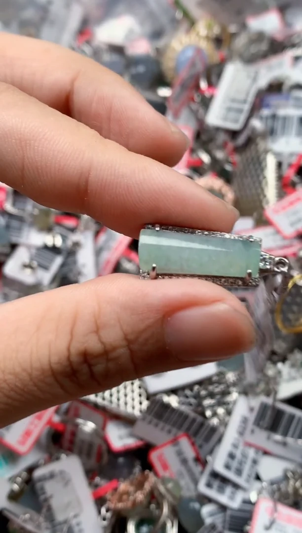 银S925镶嵌戒指翡翠天然A货缅甸翡翠