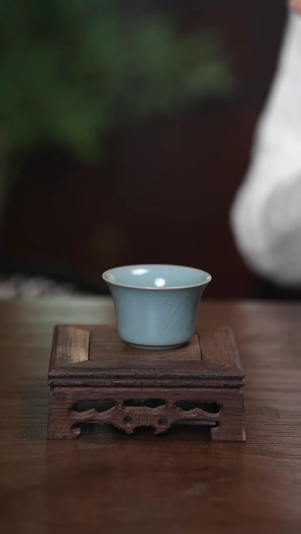 【闪购商品】清凉寺原产地仿古釉手工汝瓷小马蹄杯