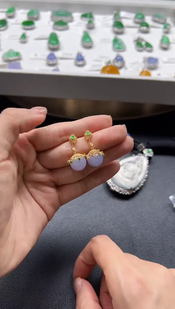 18K金镶嵌翡翠耳饰KYZ1115-003