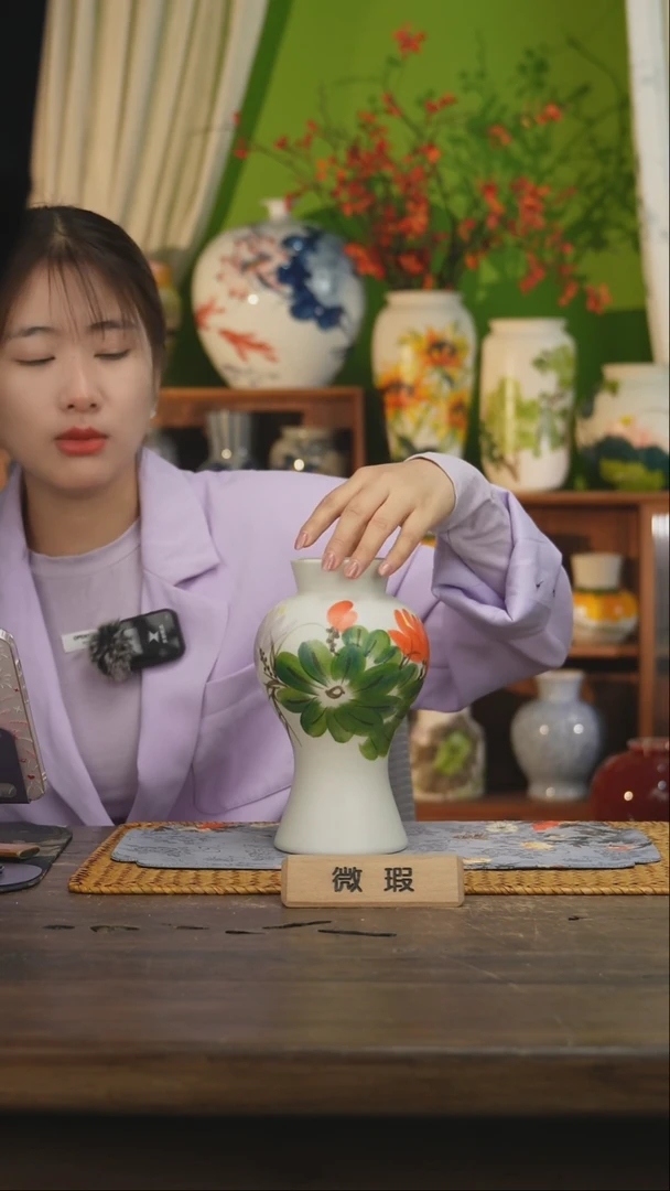 瓷片景德镇纯手工手绘花器摆件