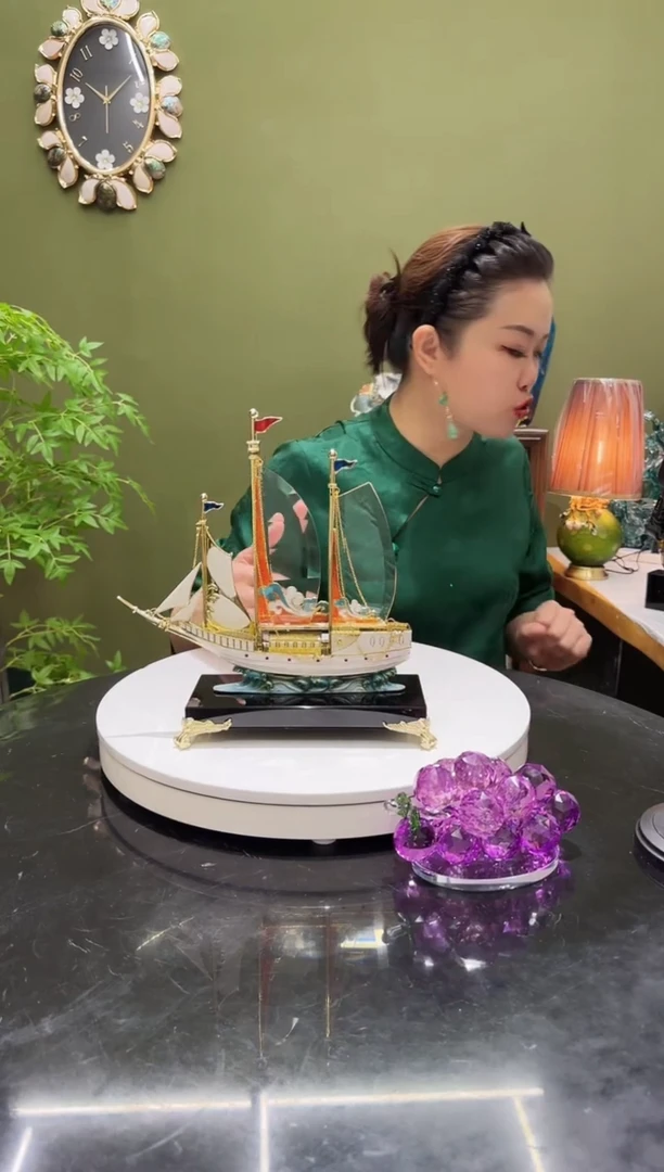 人造水晶珐琅彩 一帆风顺