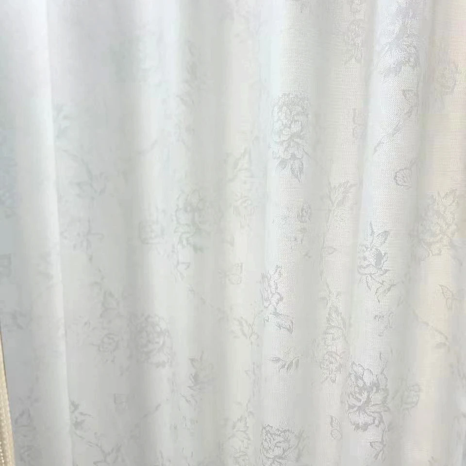 雪尼尔提花镜面纱玫瑰蝴蝶客厅纱帘