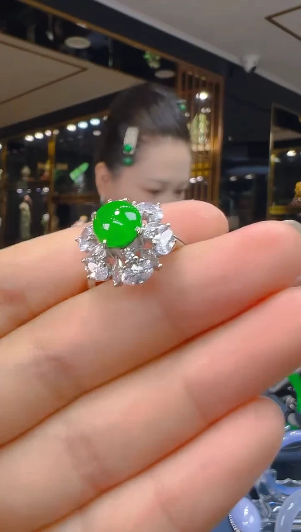 翡翠戒指银S925镶嵌155（多样性发其一）