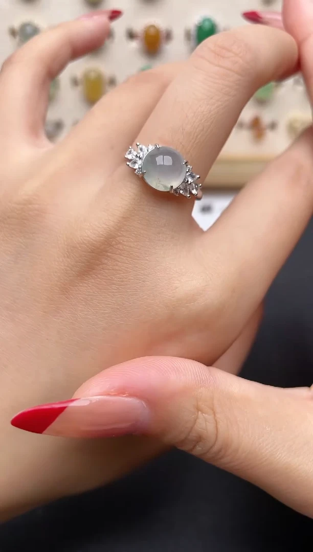 【闪购商品】翡翠戒指银S925镶嵌一物一证一礼盒