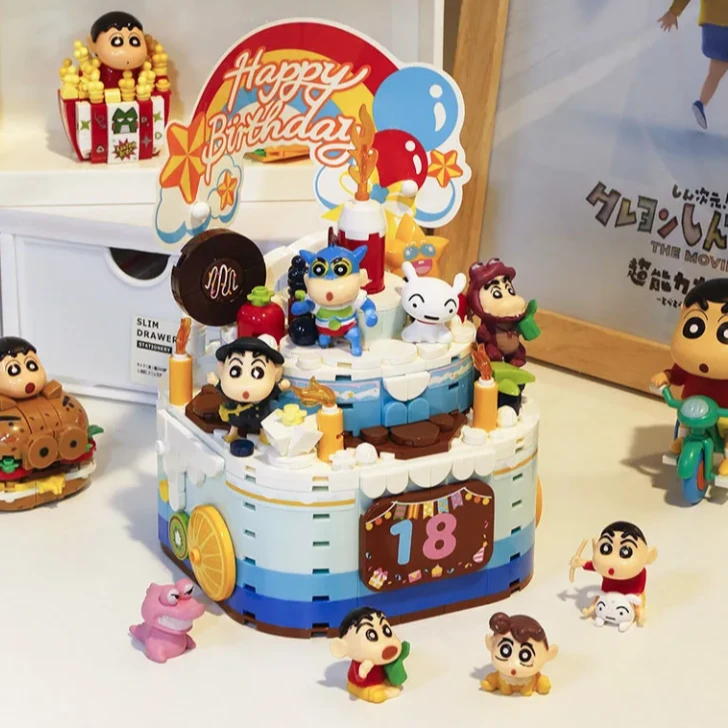 生日蛋糕积木会唱歌八音盒益智拼装